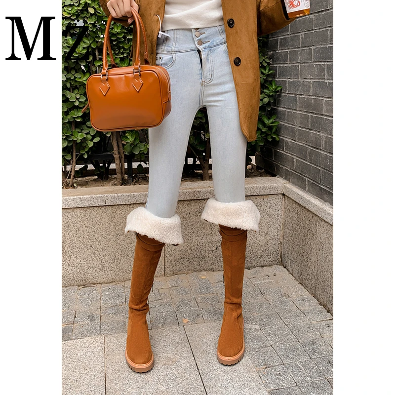 现货断码福利/显瘦过膝靴羊羔毛雪地靴长筒靴加绒厚底高筒靴