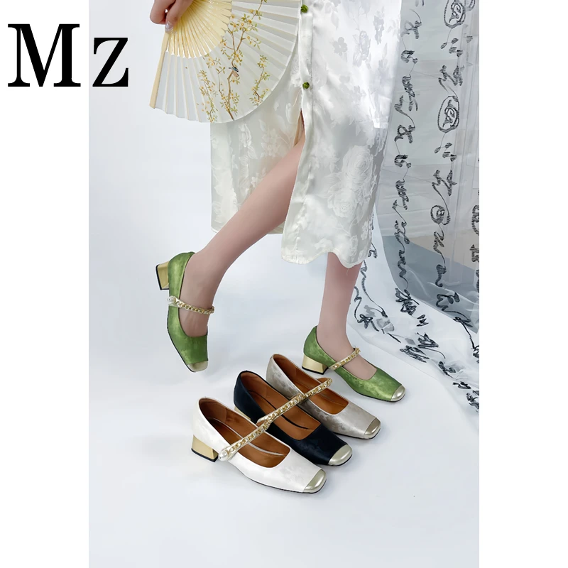 现货断码福利/高定版国风/2/4/6cm/新中式方头真皮单鞋玛丽珍鞋