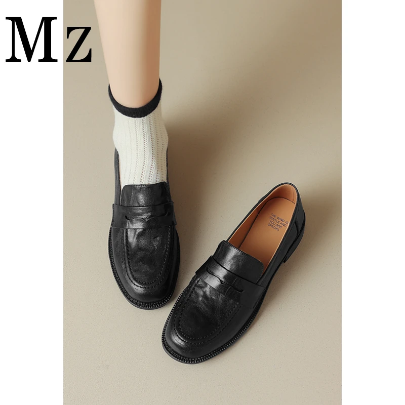Mr.Zheng/淘小正/复古真皮乐福鞋低跟小皮鞋深口JK单鞋女鞋子
