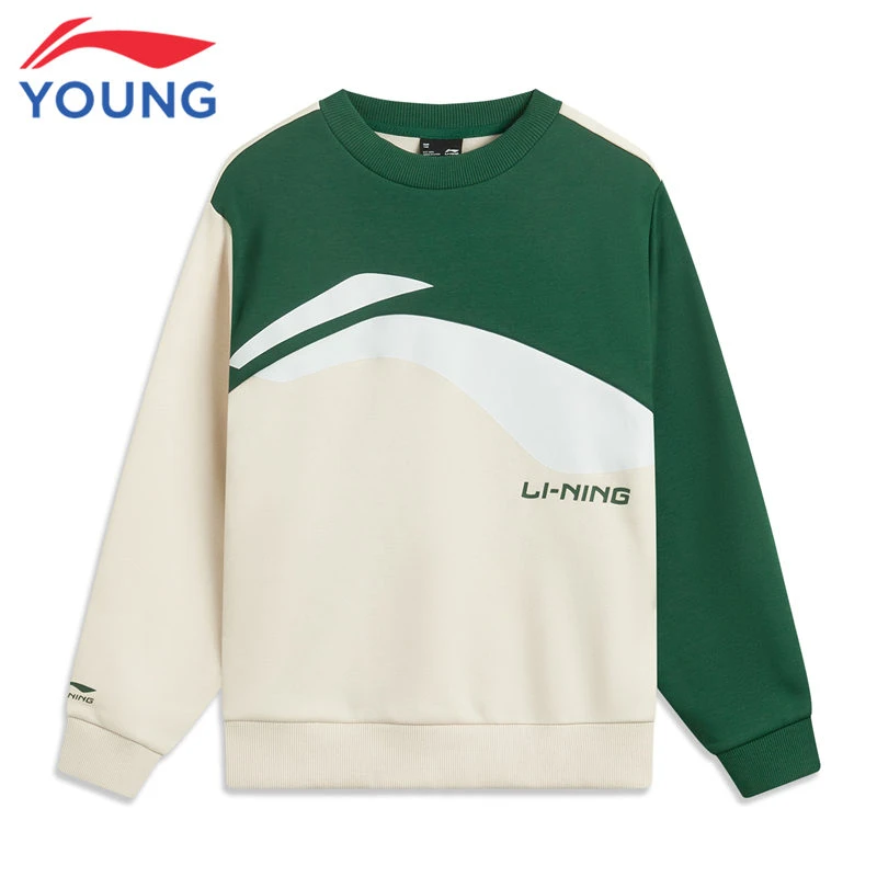 李宁儿童童装卫衣男大童新款运动生活加绒套头衫长袖冬季卫衣 423