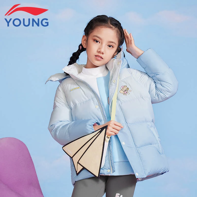 李宁童装儿童羽绒服冬季大小女童连帽保暖卡通印花保暖羽绒服 113
