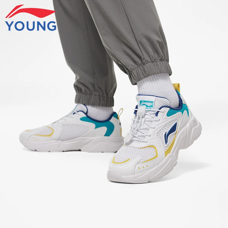 李宁童鞋儿童休闲鞋男女大童春秋新款休闲透气轻便减震老爹鞋 076