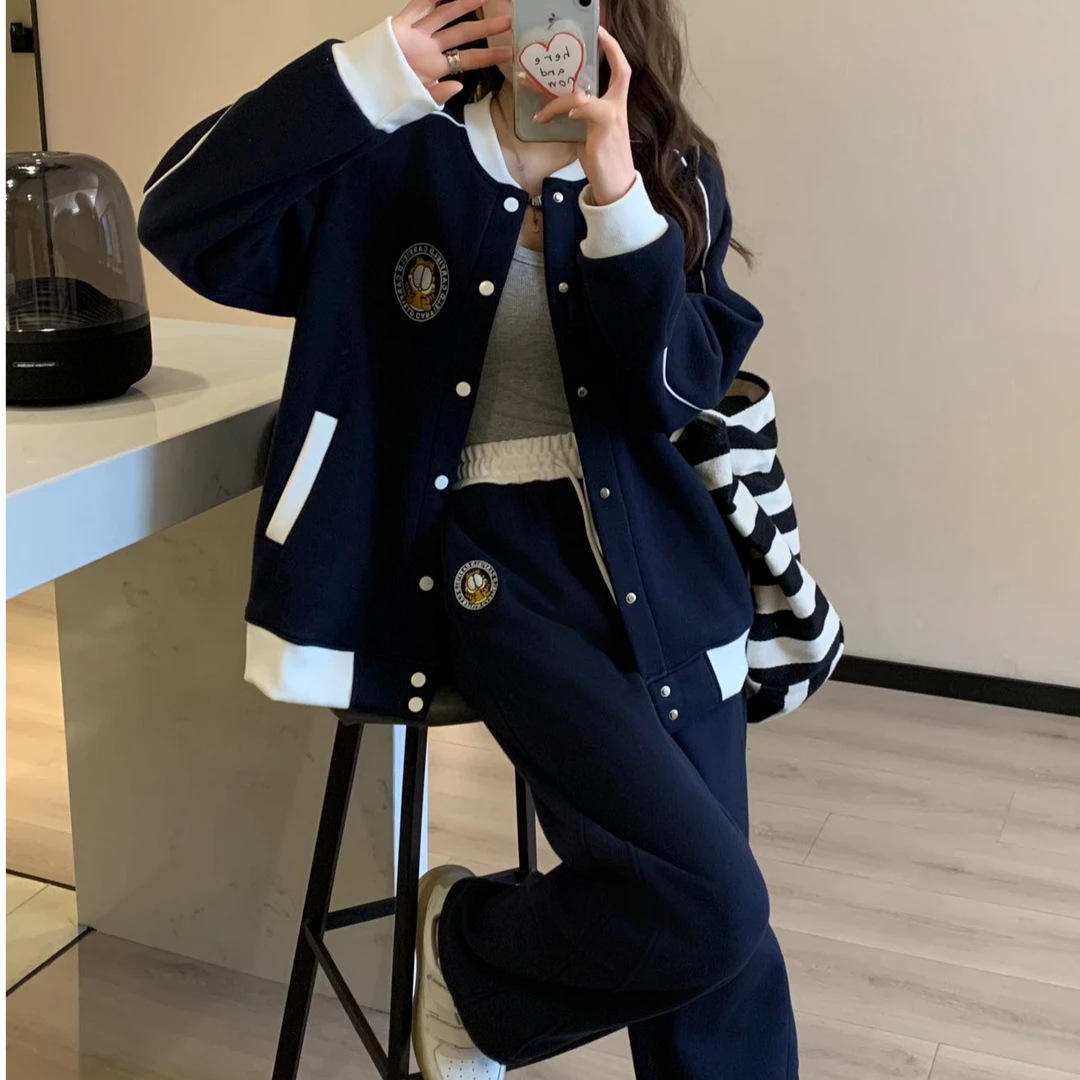 16729#加菲猫棒球服上衣 加绒