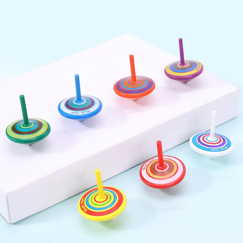 5个装小陀螺手动旋转陀螺幼儿园教具男女孩儿童传统木质玩具解压