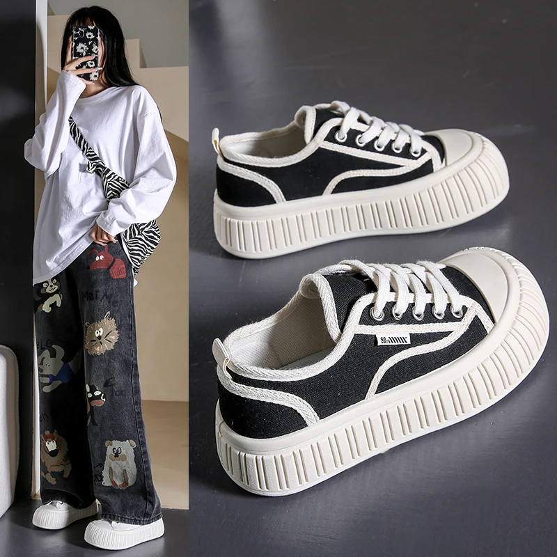 2024年春季新款小白鞋运动休闲学生板鞋帆布鞋百搭厚底轻便MA05