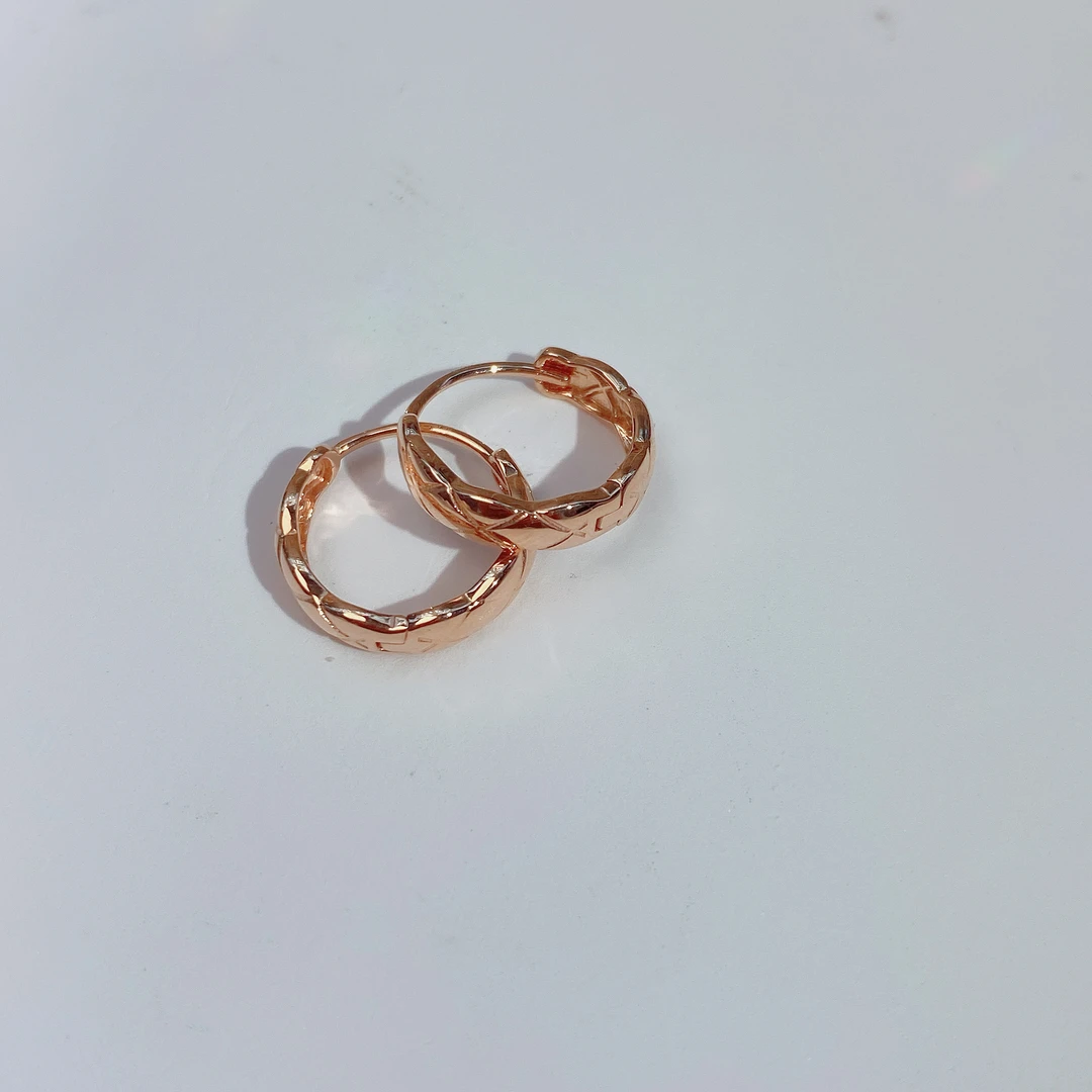 18K金耳饰 菱格纹耳饰