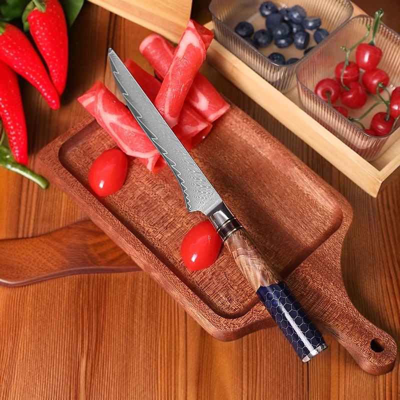 拓士德屠宰刀专业剔骨刀剔骨专用刀折叠锻造大马士革钢锻打不锈钢