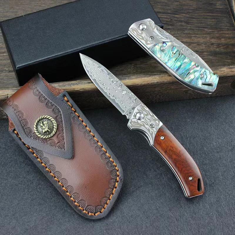 新疆包邮 精美 小刀 带真皮皮套 家用多 便携 野营多功能 花纹