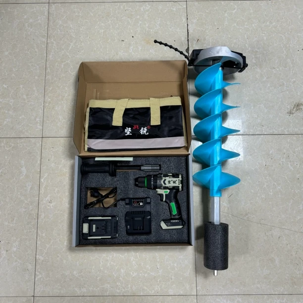 坚锐强力160大扭矩冰钻，无过载保护下冰更快，8.0Ah长续航电池