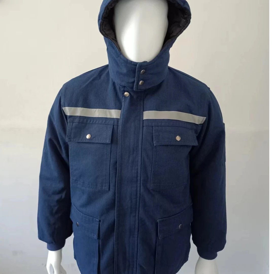 冬季牛仔加厚保暖防烫耐磨中长款劳保棉服车间工厂电焊建筑汽修