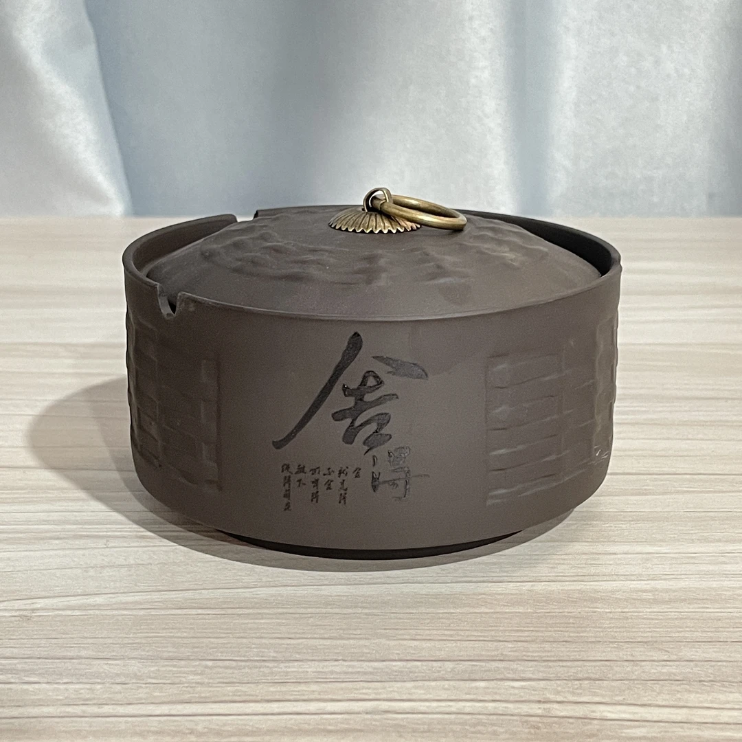 GF032烟灰缸家用茶桌烟灰缸茶具茶杯陶瓷主人杯茶道带盖