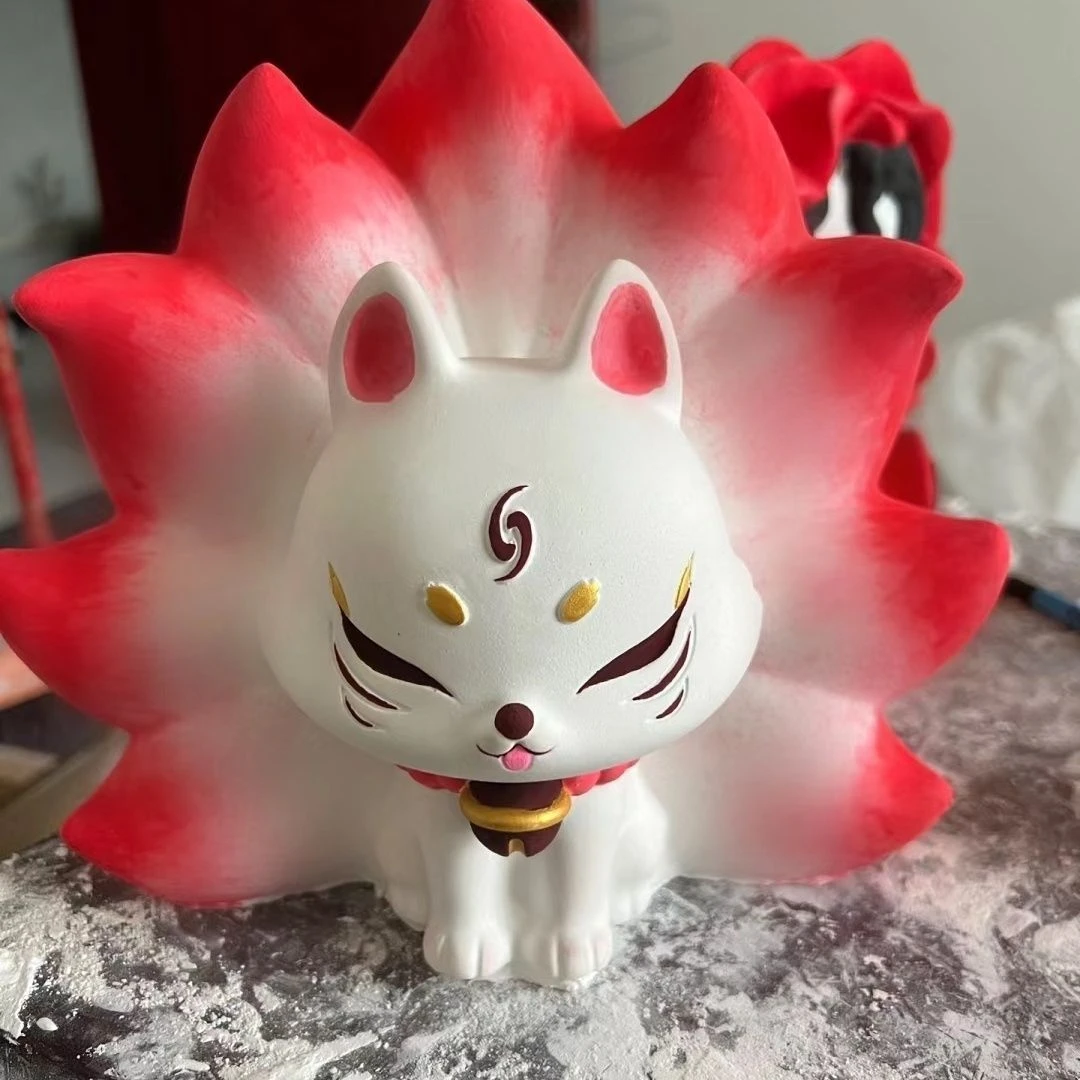 大号石膏娃娃DIY涂色瓷娃娃九尾狐泰迪叮当猫爆款涂鸦娃娃石膏娃