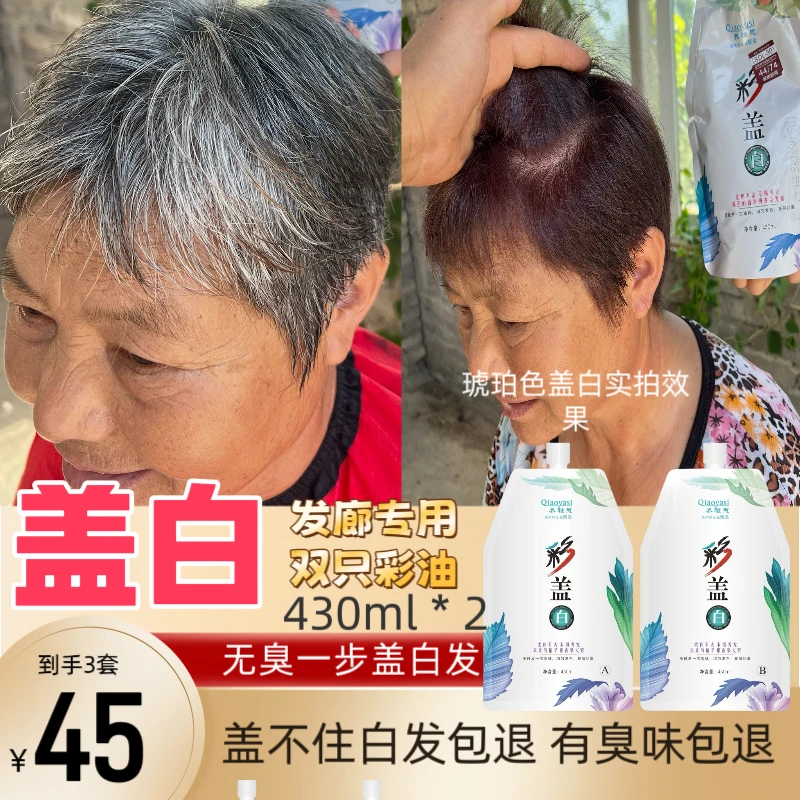 （美发人专属）彩盖白染膏批发发廊专用理发店染发膏色膏染发剂盖白