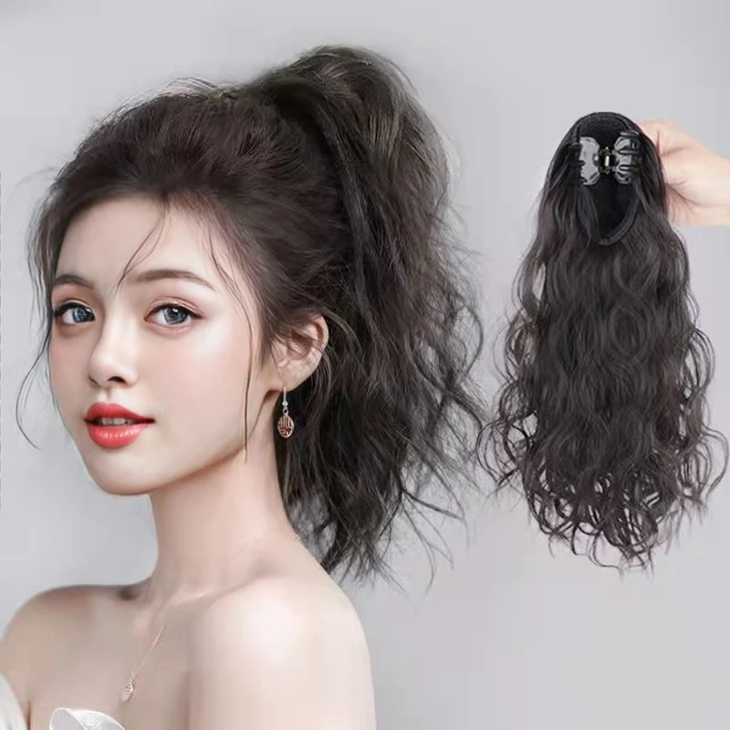 假马尾女仿真发片抓夹轻麻花云朵烫高辫子水波纹微卷发可扎短梨花