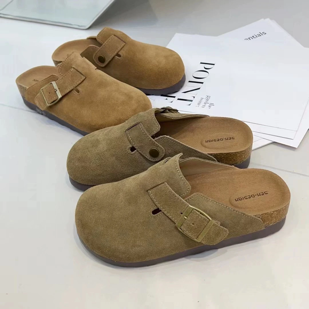 ZZGS·【真皮厚底勃肯半拖鞋】·9077