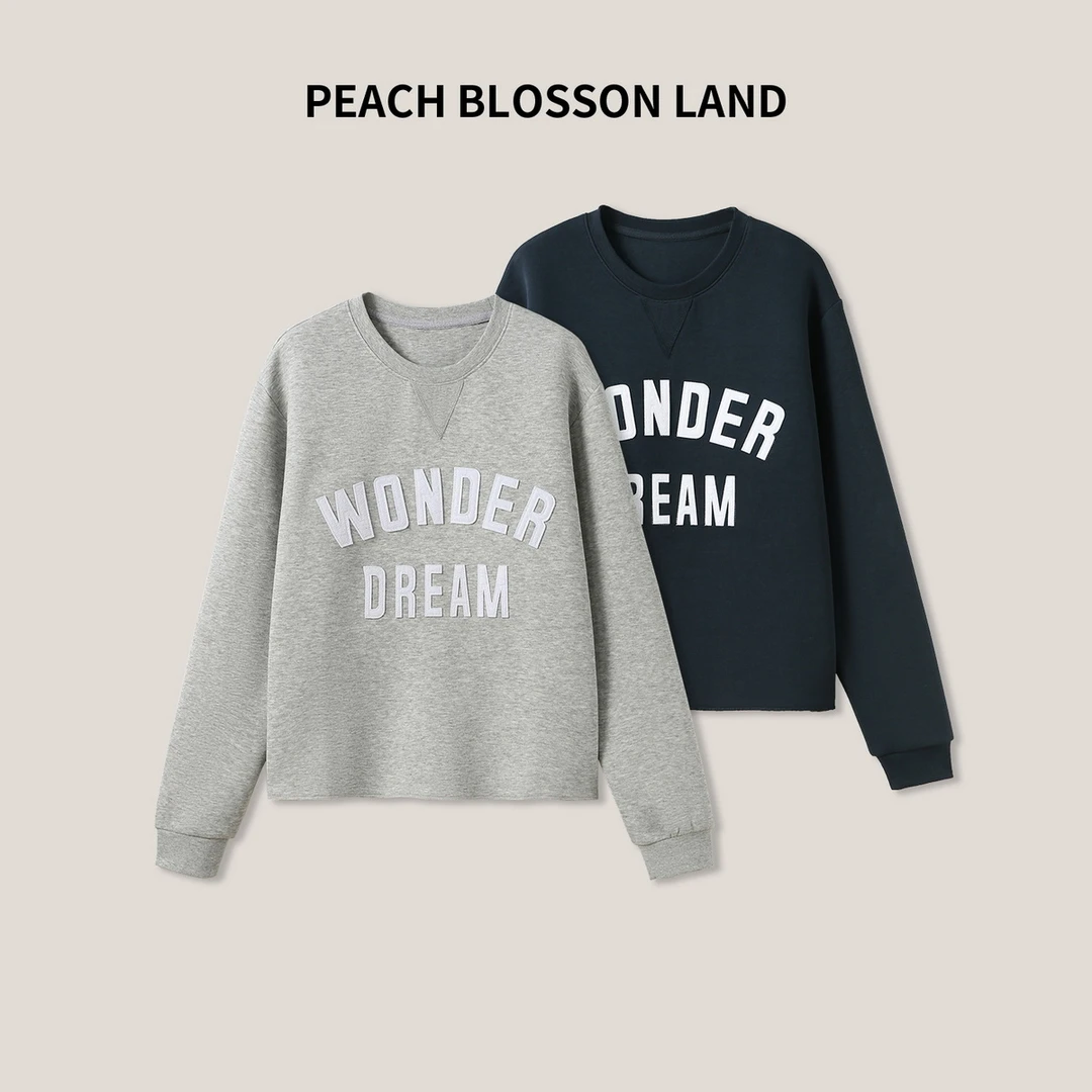 【墨琼】棉针织圆领毛毡字母长袖卫衣女SS23242