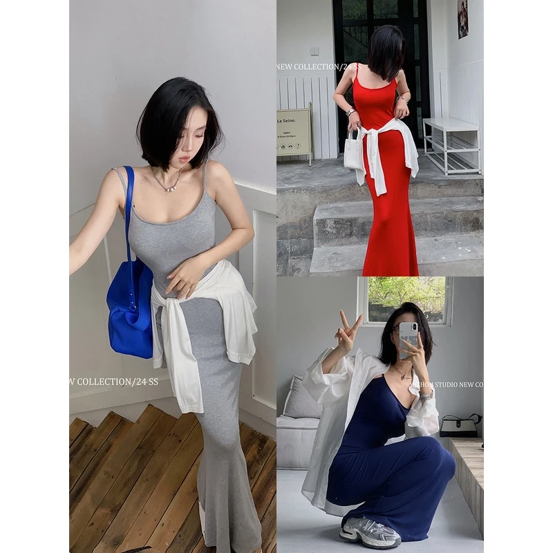 十三粥私服 卡式辣妹 欧美百搭自带胸垫透气显瘦长裙夏连衣裙女