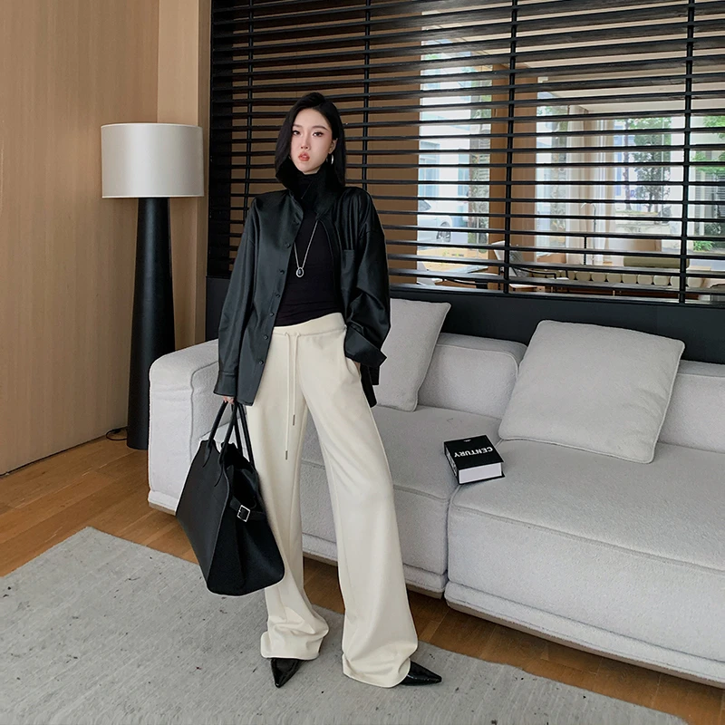 十三粥私服 奶芙懒懒裤 直筒阔腿舒适松弛保暖透气亲肤百搭卫裤