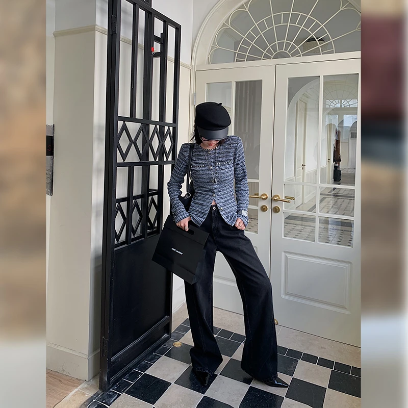 十三粥私服 贵气千金 简约圆领优雅不挑人小香风双色短款外套