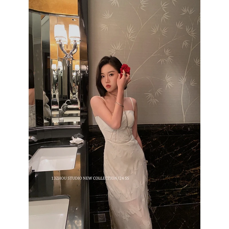 十三粥私服 黑玫缪斯 优雅高级感显瘦长裙夏高个子遮肉吊带连衣裙