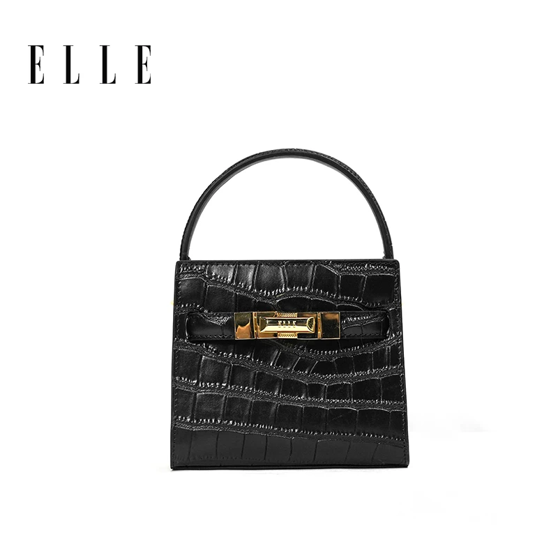 ELLE2025新款【提拉米苏】鳄鱼纹手提包凯丽方包单肩斜挎包24780