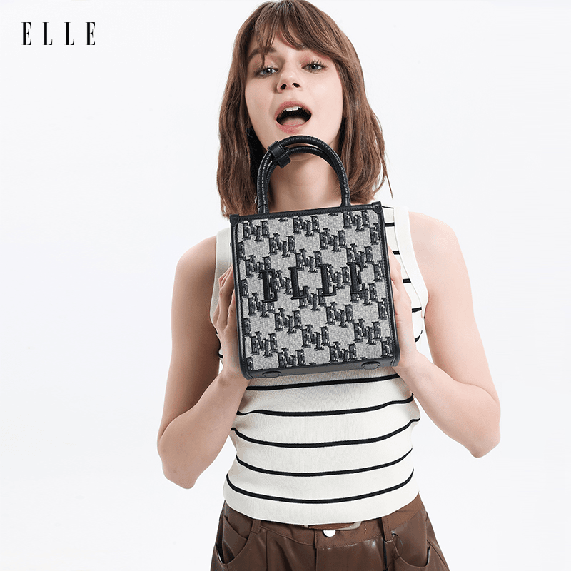 ELLE品牌春夏新款时尚老花托特包手拎单肩包百搭斜跨包46001