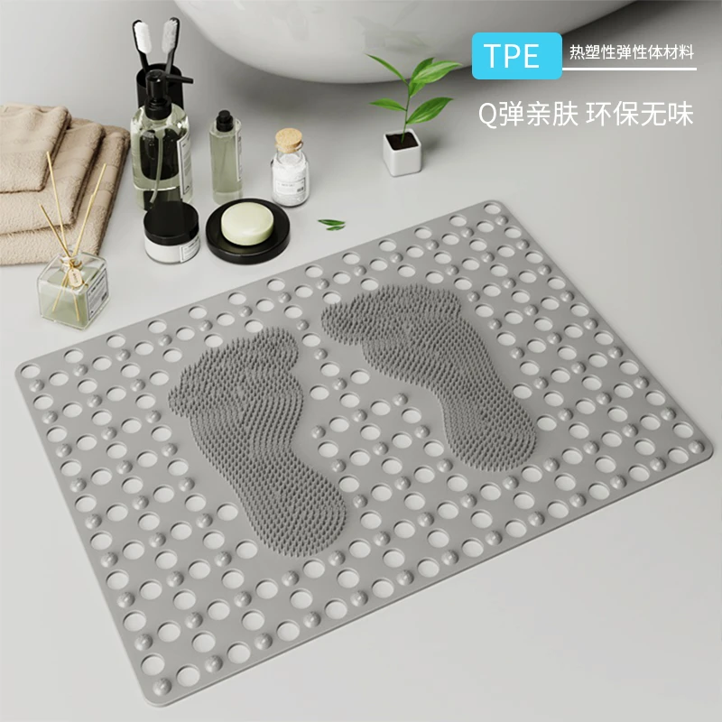 浴室吸盘按摩防滑脚垫淋浴房洗澡间卫生间厕所PVC大脚丫地垫