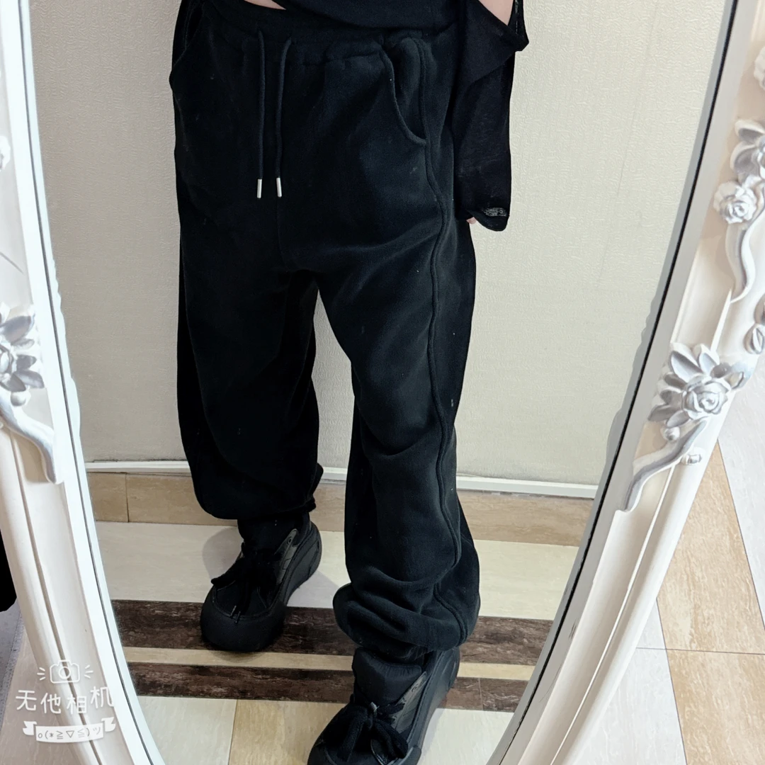 松紧腰抽绳摇粒绒加厚束脚卫裤