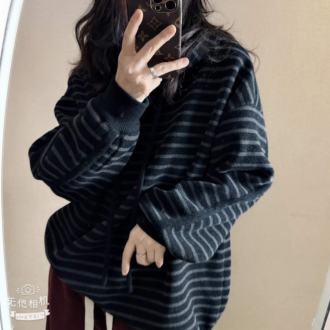 重工欧货 蓝粒绒加厚连帽卫衣