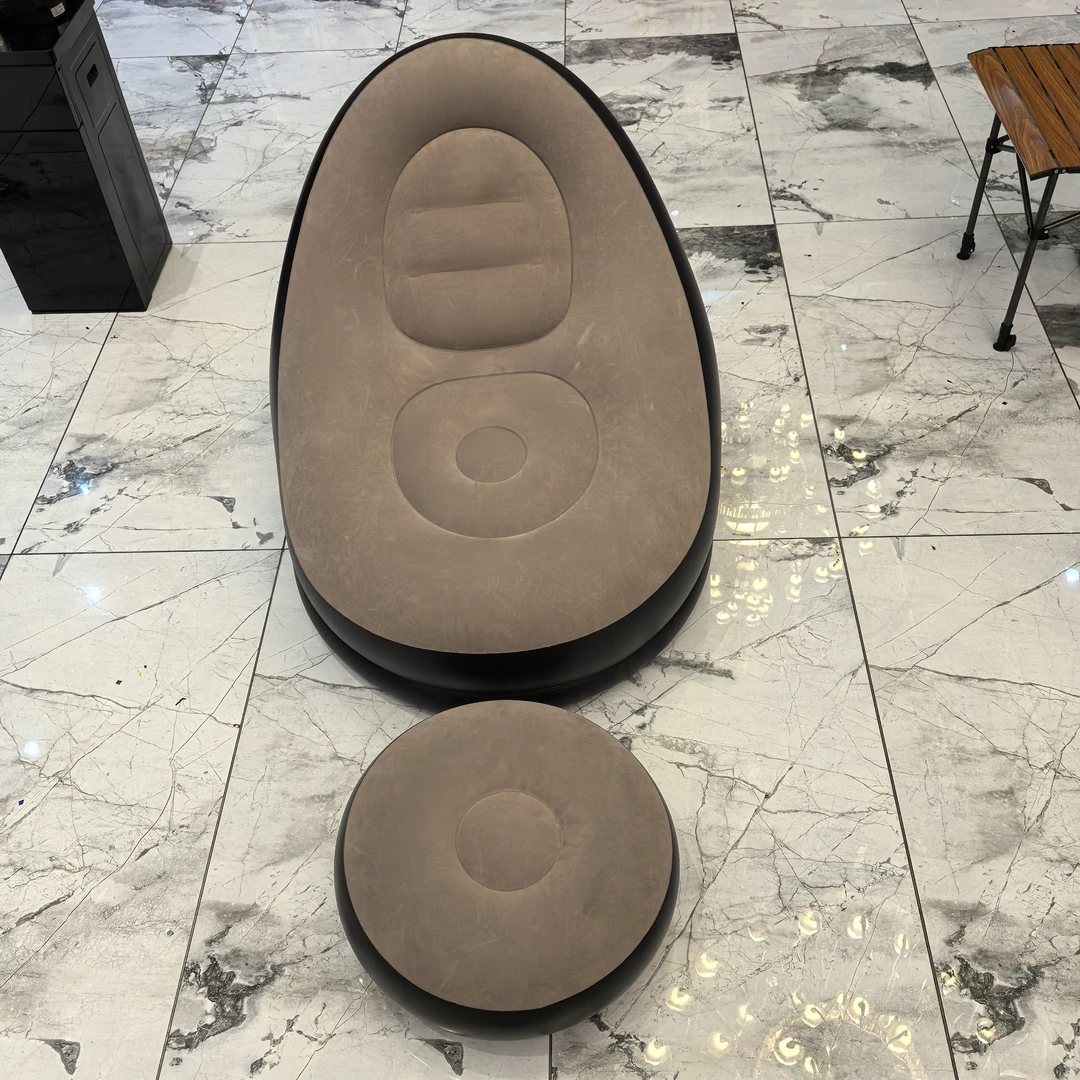 加厚懒人沙发可折叠躺椅带脚踏组合充气轻奢客厅家用简约圆形