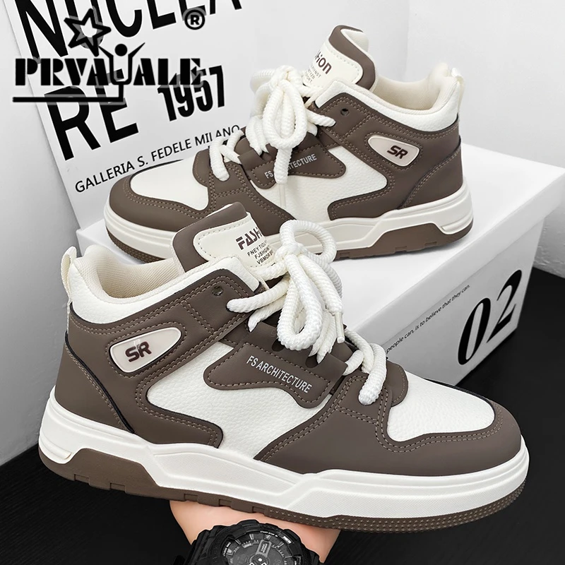 莆田男鞋夏季皮面防水厚底休闲板鞋高帮学生防滑耐磨运动帆布潮鞋