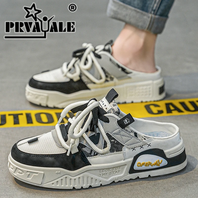 【裴罗尔】包头半拖鞋男款夏季一脚蹬无后跟男鞋网面板鞋青少年凉拖