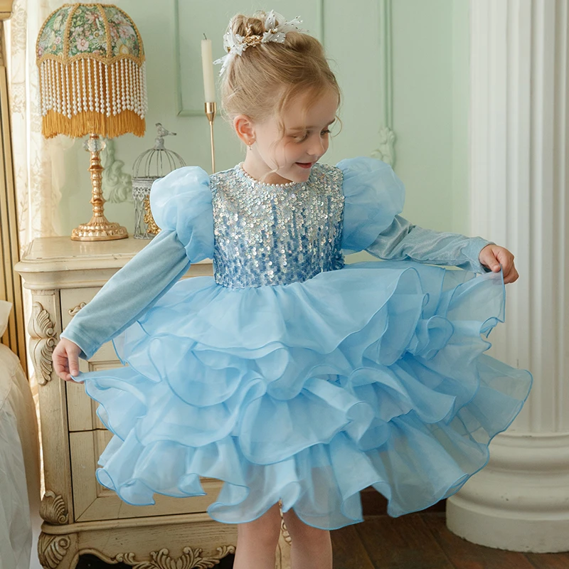 女童秋装新款蛋糕裙2025秋季新品儿童女宝宝生日礼服公主连衣裙子