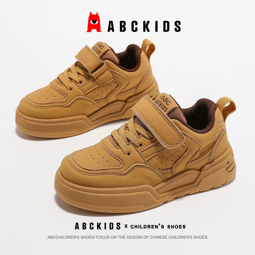 ABCkids男童板鞋2025秋季新款纯色儿童鞋子魔术贴舒适男孩运动鞋