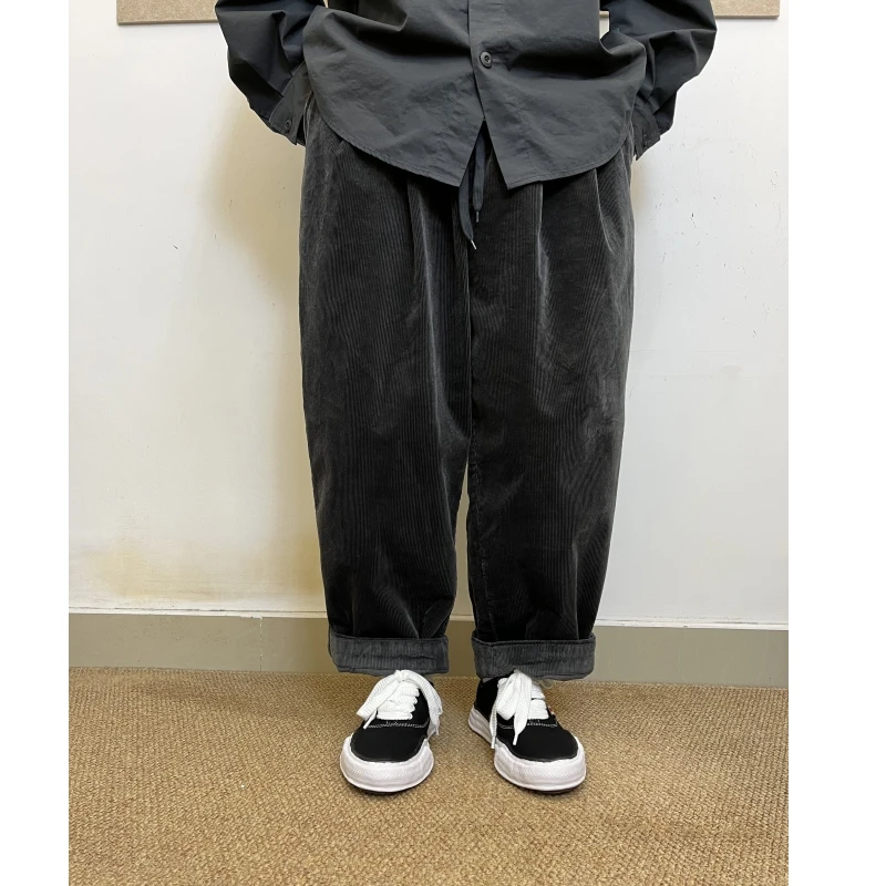 秋冬 日系复古灯芯绒阔版老爹裤cityboy潮牌大码宽松阔腿休闲裤