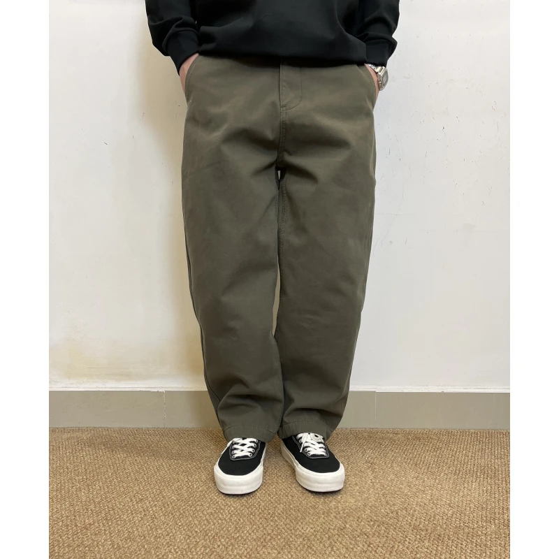 冬 日潮重磅加绒水洗直筒工装裤cityboy潮牌宽松百搭加厚休闲裤