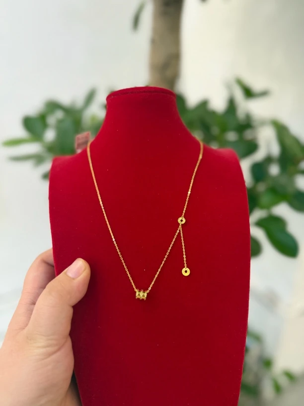 坠链均足银 小蛮腰黄财神吊坠暴富织梦星星月亮小熊项链锁骨链