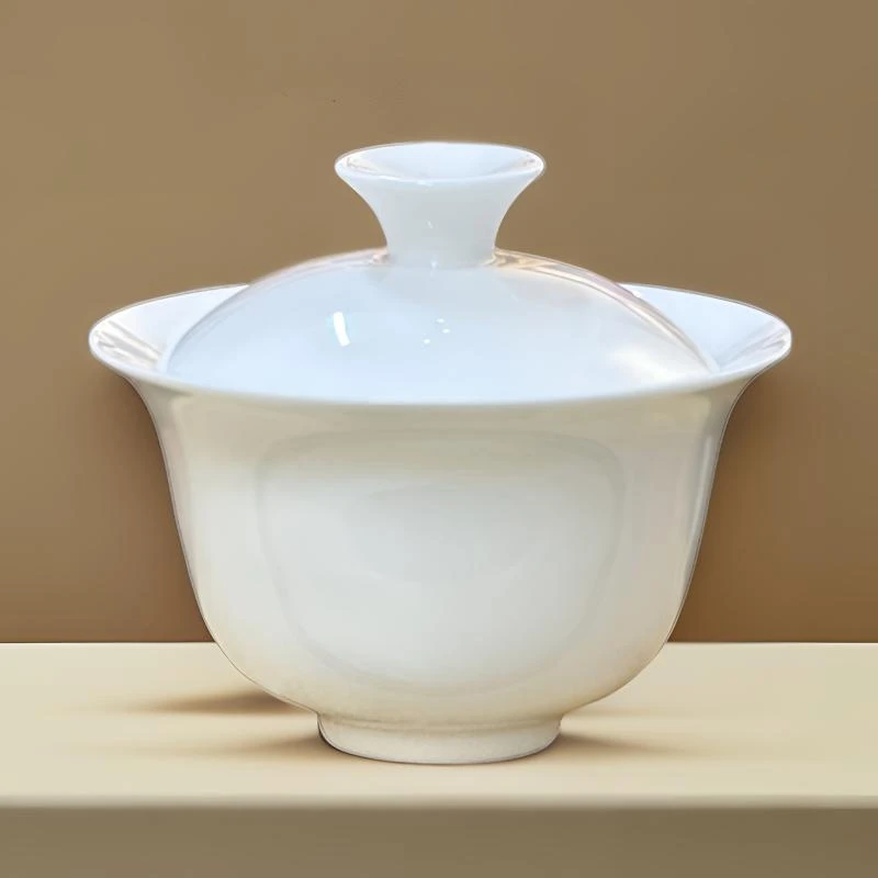 德化陶瓷白瓷盖碗茶杯泡茶工具茶具羊脂
