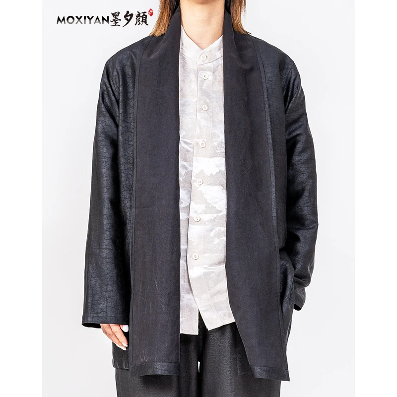 【墨夕颜】2024秋季新款桑蚕丝 黑龟长袖道袍-MH-382