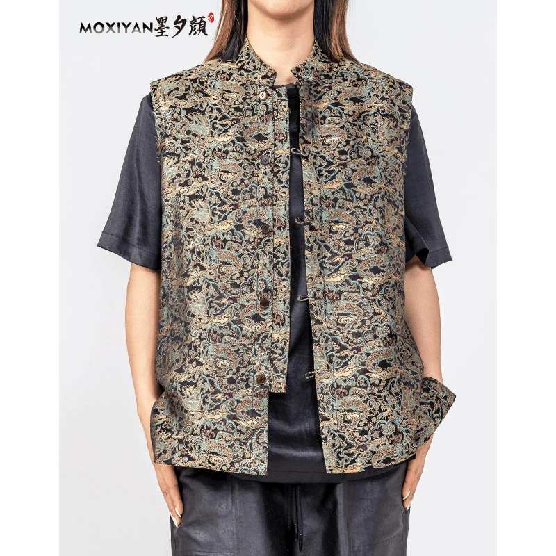 【墨夕颜】2024秋季新款桑蚕丝 男士休闲 震鳞宋锦马甲-MH-391