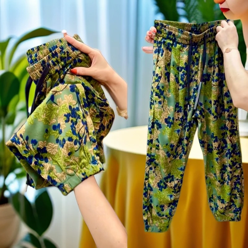 休闲夏季新款山茶绿花抖抖裤429 舒适