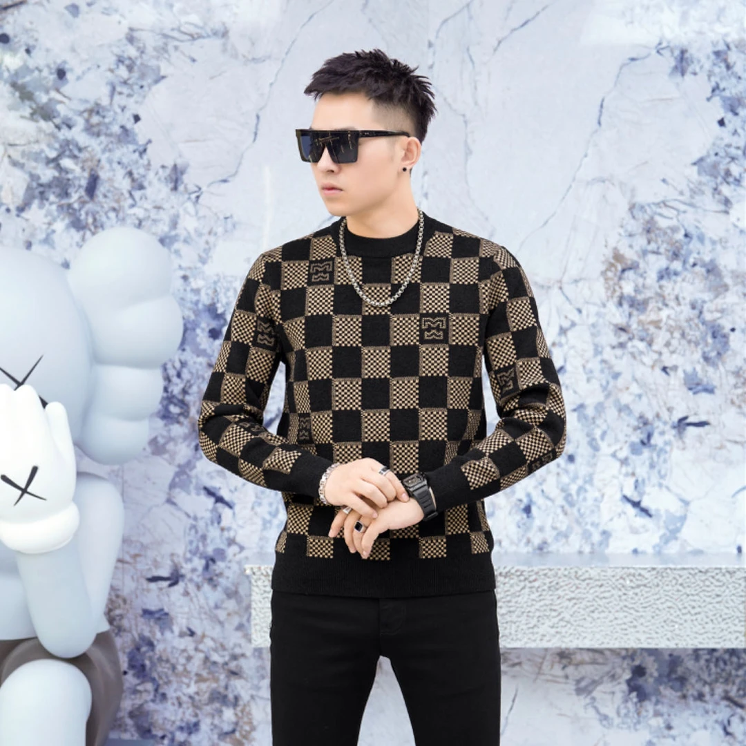 【清维严选】男士短绒针织加厚毛衣保暖欧货高端毛衣秋冬提花圆领