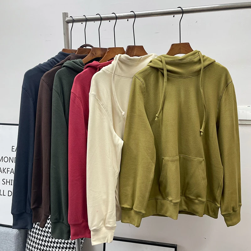 德绒宽松纯色简约秋季连帽卫衣休闲百搭秋冬新款 c4942
