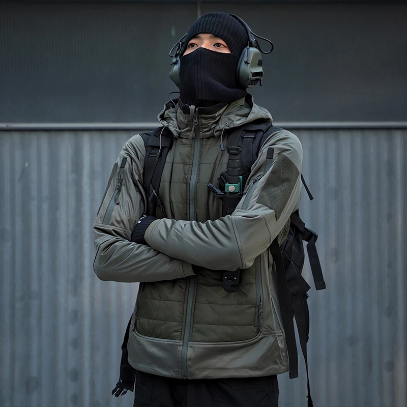 GUNCHILL秋冬战术棉服连帽软壳夹克加厚保暖休闲加厚修身外套防寒