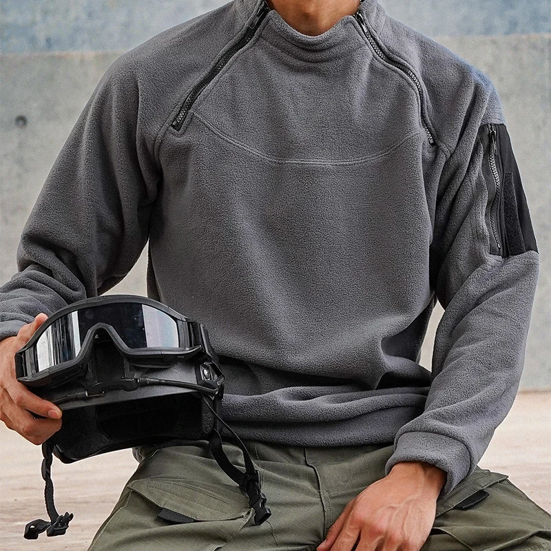 GUNCHILL秋冬户外战术摇拉绒套头卫衣保暖休闲长袖内胆魔术贴肩章