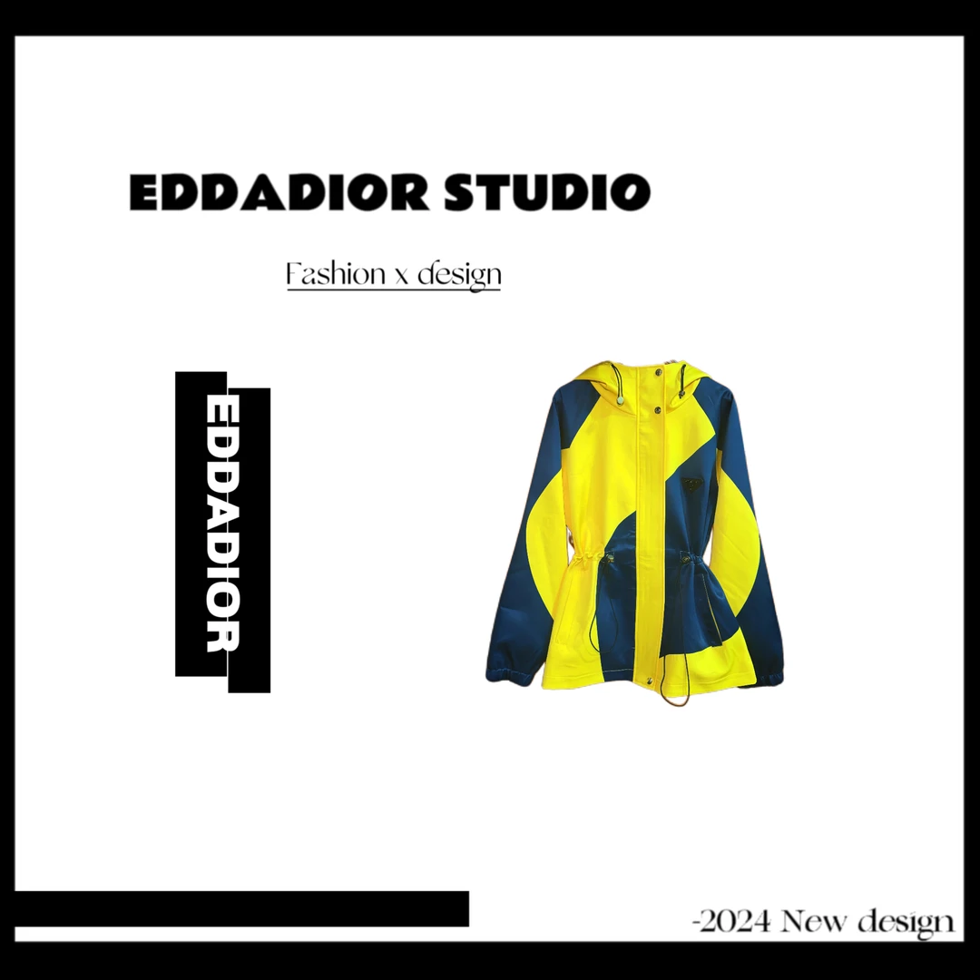 2024秋季设计师连帽洋气显瘦收腰百搭重工冲锋衣外套（C-042）