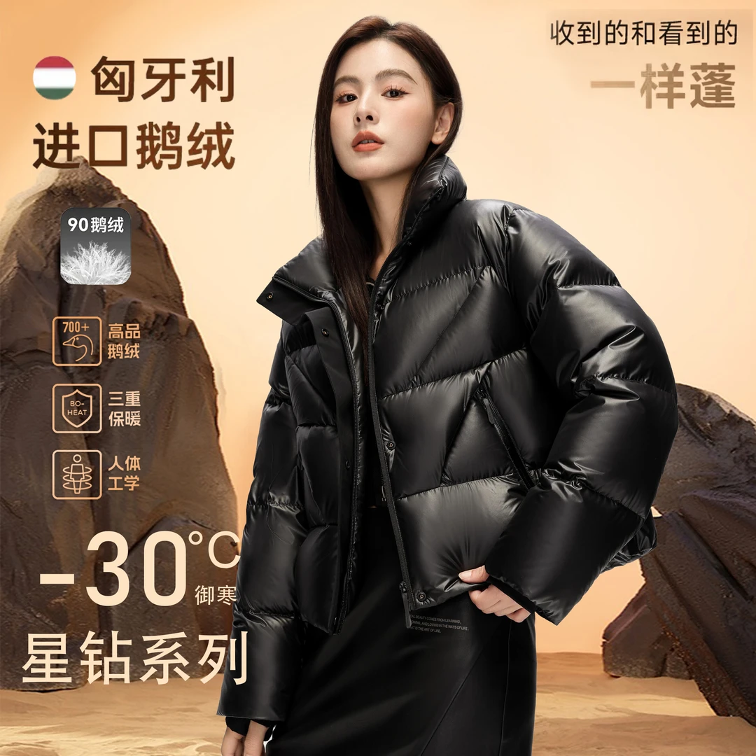 EDDADIOR迪奥星钻白鹅绒2023走秀新款高腰羽绒服（立领短款23961）