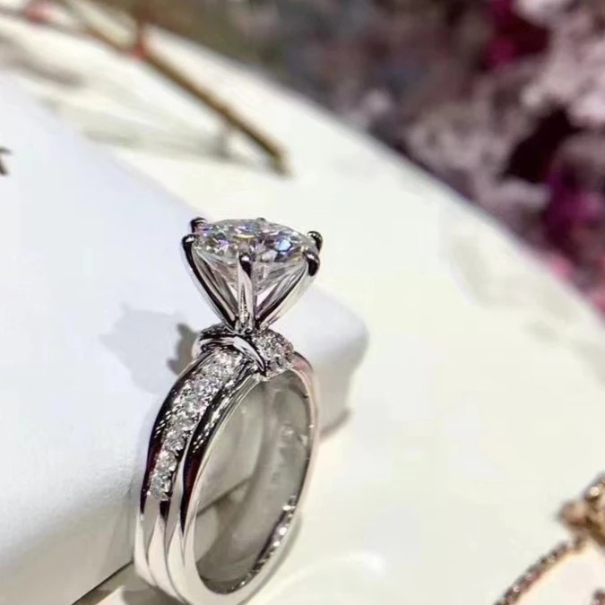 925银莫桑石戒指 925银莫桑石 许愿池款戒指