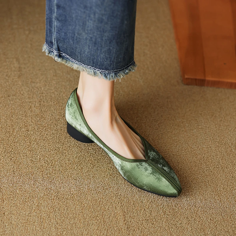 女鞋皮鞋单鞋百搭软底粗跟牛皮浅口气质新款高品质春季新中式国风