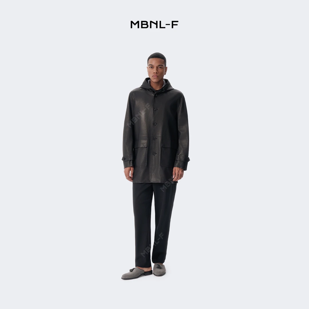 MBNL-F “中长款皮衣”24F/W秦磊Q 秋冬款高定连帽男外套 LL-H3009